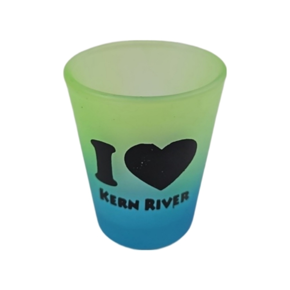 Ombre Shotglass I Love Kern River Green Blue